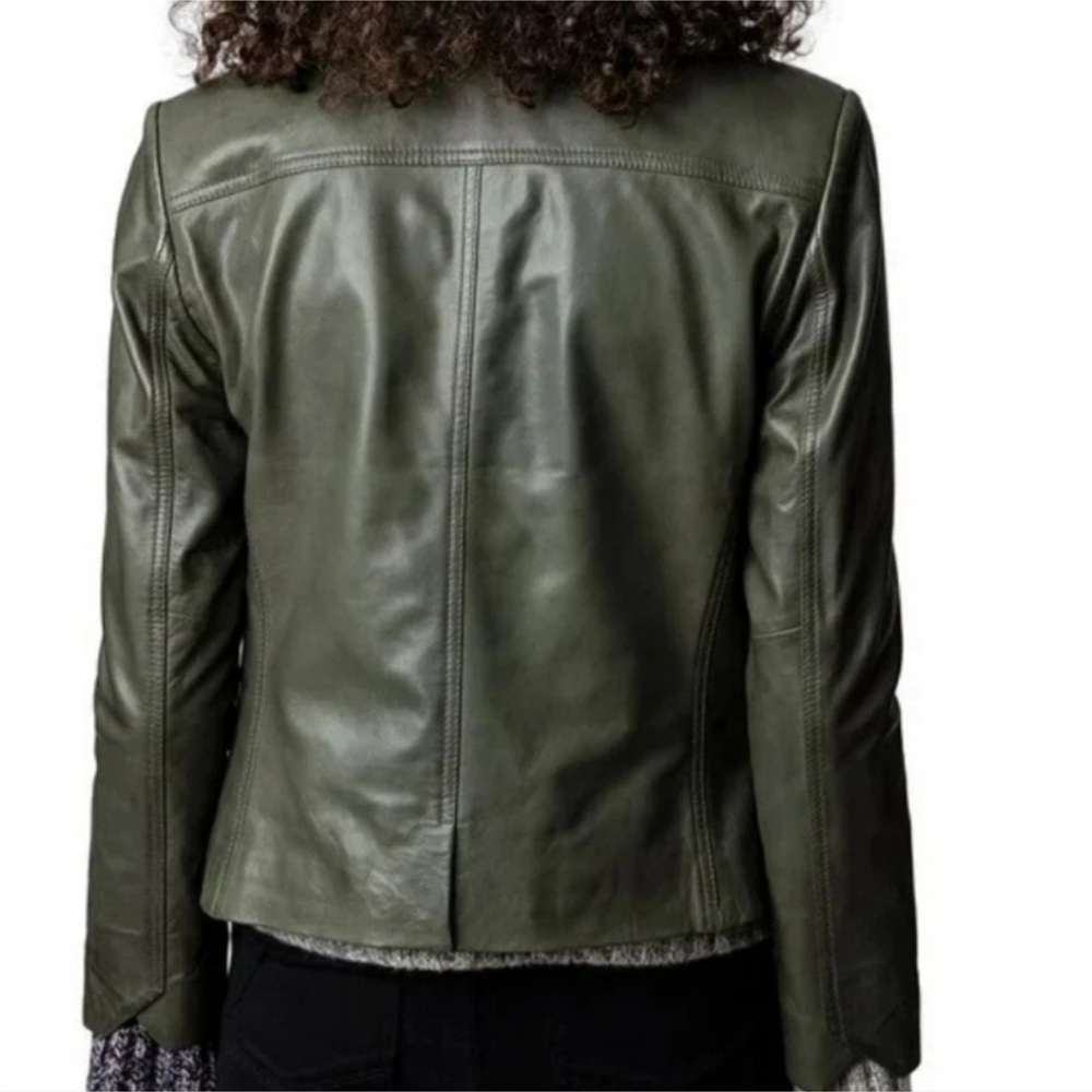 ZADIG & VOLTAIRE Olive Leather Jacket - Picture 4 of 6